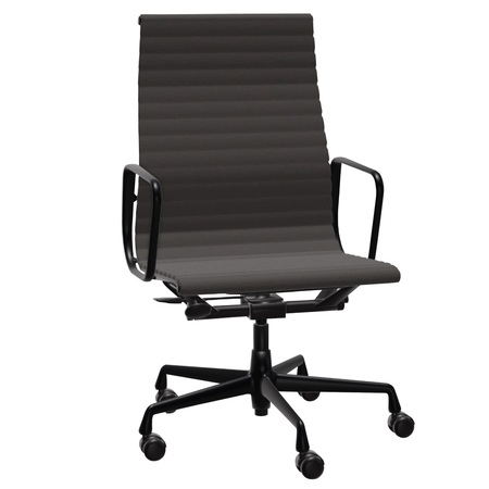 Vitra Aluminium Chair EA 119 Dunkelgrau 05 - Hopsak, Tiefschwarz 12 pulverbeschichtet (struktur), Rolle hart gebremst für Teppichboden 02
