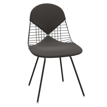 Vitra Wire Chair DKX-2 Dunkelgrau 05 - Hopsak, Basic Dark 30 pulverbeschichtet (glatt), Gleiter weiss für Teppichboden 14