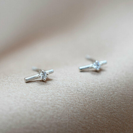 Yoshiki  Earstuds 'Stick with Zirconia' von Yoshiki Goldplattiertes Sterlingsilber