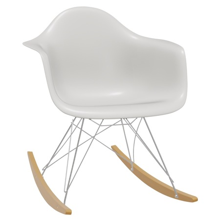 Vitra Eames Plastic Armchair RAR ohne Sitzpolster 04 Weiss, Glanzchrom 01, Ahorn gelblich 02