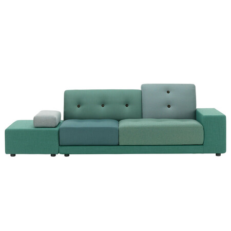 Vitra Polder Sofa The Sea Greens - Stoffmix, Armlehne rechts / sitzend links, Dunkel