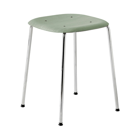 HAY Living Soft Edge 70 Eiche dusty green lackiert, Kunststoffgleiter, Stahl verchromt