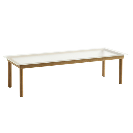 HAY Living Kofi B: 140 cm / T: 50 cm , Glas klar geriffelt, Eiche lackiert