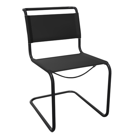 Thonet Freischwinger S 33'  Schwarz lackiert - TS 9005, ohne Gleiter, Schwarz - Kernleder