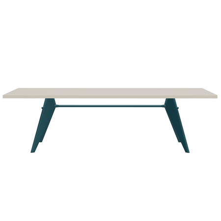 Vitra EM Table L: 260 cm, Bleu Dynastie 14 pulverbeschichtet (glatt), HPL elfenbein 49