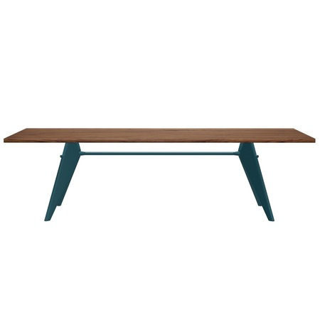 Vitra EM Table L: 260 cm, Bleu Dynastie 14 pulverbeschichtet (glatt), Amerikanischer Nussbaum massiv, geölt 75