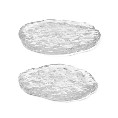 Ferm Living Momento Glass Stones - Set of 2 Ø: 11 cm / H: 2.5 cm , Transparent