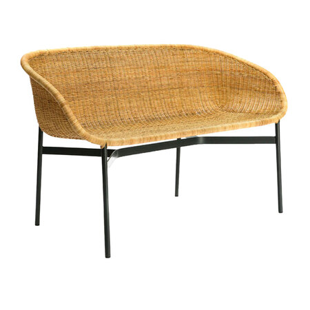 Feelgood Designs Indoor Bank 'Clara' Charcoal / Slimit Rattan Natur 