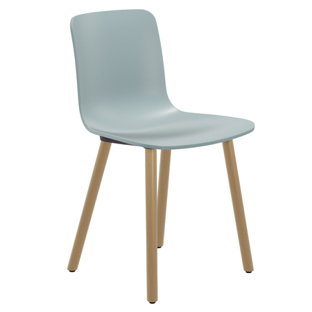 Vitra HAL RE Wood ohne Sitzpolster 23 Eisgrau RE, Eiche natur, Naturholz Schutzlack 10, Gleiter für Teppichboden 04
