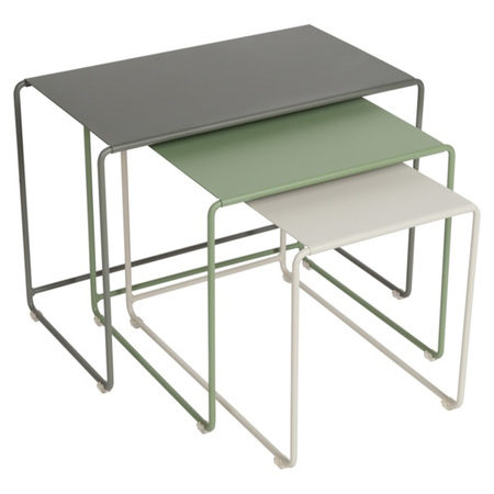 Fermob Oulala Set of 3 Nesting Low Tables Rosmarin / Kaktus / Lehmgrau