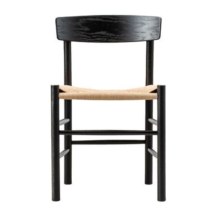 Fredericia J39 Mogensen Chair Eiche schwarz lackiert, Schnurgeflecht Natur