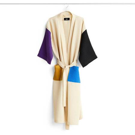 HAY Accessoires Waffle Bathrobe Cream Multi, One-Size