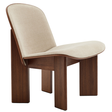 HAY Living Chisel Lounge Chair Front Upholstery Fabric Walnuss lackiert / Linara 216, Kunststoffgleiter