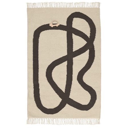 Ferm Living Lane Rug B: 70 cm / L: 105 cm, Off White / Chocolate