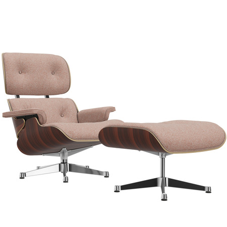 Vitra Lounge Chair & Ottoman / neue Masse / Filzgleiter für harte Boden Santos Palisander 05, Elfenbein-Pfirsich 07 - Nubia, Aluminium poliert 03