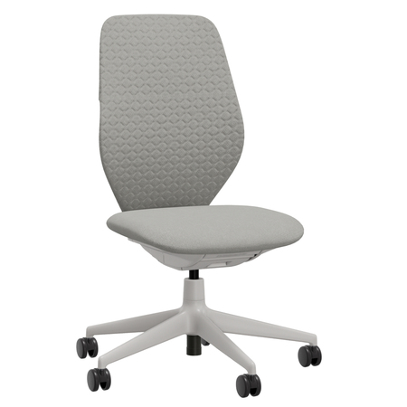 Vitra ACX Soft mit Gestell in Soft Grey 53 und Lumbalstütze Stone Grey 01 - Quilted Knit / Grid Knit, Rolle hart gebremst für Teppichboden 02, Höhenverstellbare Armlehnen