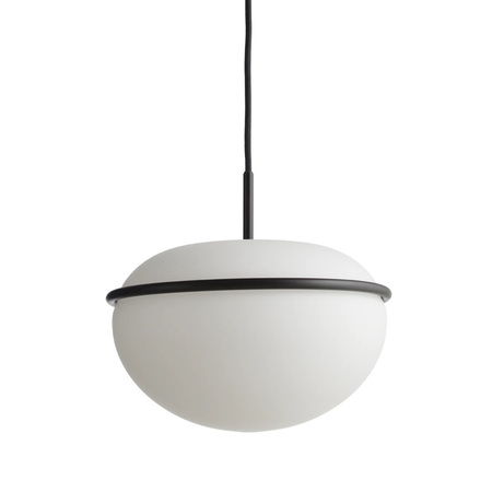 Woud Pump Pendant Opalglas / Metall schwarz lackiert, Ø: 26 cm / H: 22 cm
