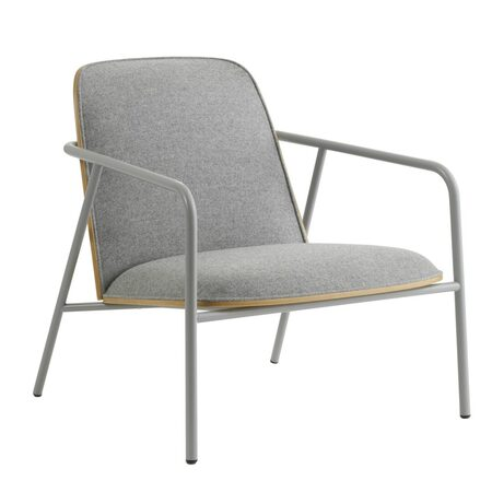 Normann Copenhagen Pad Lounge Chair Low Eiche natur lackiert, Stahl pulverbeschichtet grau, Grau / Partner - Synergy LDS16