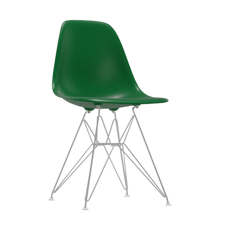 Vitra Eames Plastic Side Chair DSR RE ohne Sitzpolster 17 Smaragd RE, Glanzchrom 01, Filzgleiter basic dark für Hartboden 05