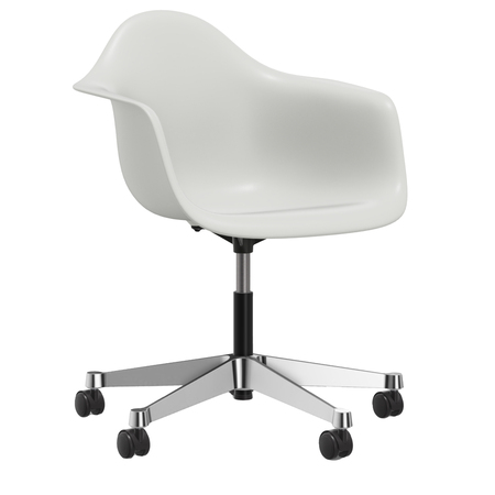 Vitra Eames Plastic Armchair PACC RE ohne Polster 04 Weiss, Rolle weich gebremst für Hartboden 03