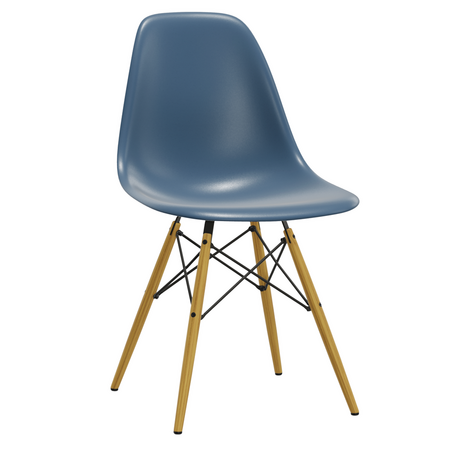 Vitra Eames Plastic Side Chair DSW RE ohne Sitzpolster 83 Meerblau RE, Ahorn gelblich 02, Filzgleiter basic dark für Hartboden 05