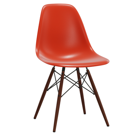 Vitra Eames Plastic Side Chair DSW ohne Sitzpolster 04 Weiss RE, Ahorn gelblich 02, Gleiter basic dark für Teppichboden 04