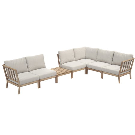 Skagerak by Fritz Hansen Tradition Corner Module Teakholz unbehandelt, Light Sand - Sunbrella Lopi