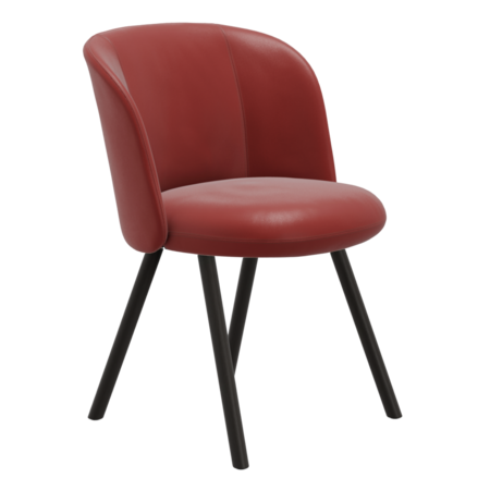 Vitra Mikado Side Chair mit Untergestell aus Holz Red Stone 22 - Leder, Eiche dunkel gebeizt massiv, Naturholz Schutzlack 04, Filzgleiter für Hartboden 05