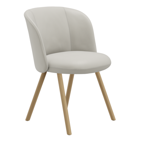 Vitra Mikado Side Chair mit Untergestell aus Holz Snow 72 - Leder, Eiche natur, Naturholz Schutzlack 10, Filzgleiter für Hartboden 05