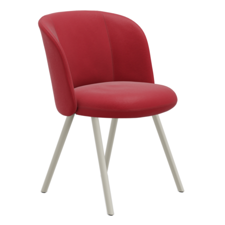 Vitra Mikado Side Chair mit Untergestell aus Aluminiumdruckguss Poppy Red 72 - Plano, Kreide 37 pulverbeschichtet (glatt), Filzgleiter für Hartboden 05