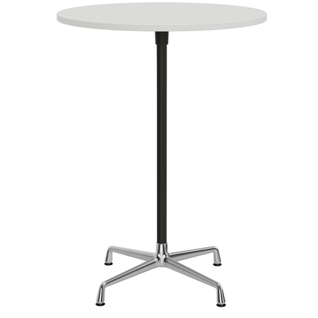 Vitra Eames Contract Tables High Ausleger poliert / Standrohr pulverbeschichtet basic dark, Ø: 80 cm, Melamin 03 weiss (struktur)