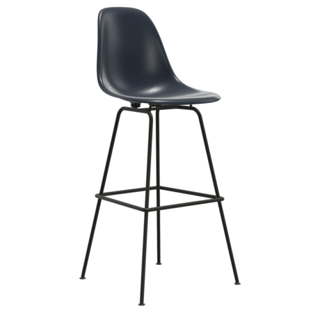 Vitra Eames Fiberglass Stool High ungepolstert 02 Navy Blue, Basic Dark 30 pulverbeschichtet (glatt), Filzgleiter basic dark für Hartboden 05