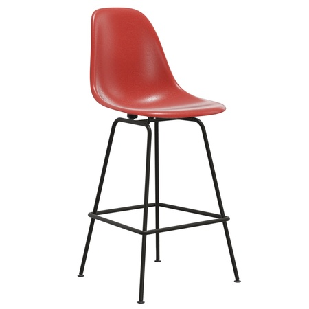 Vitra Eames Fiberglass Stool Medium ungepolstert 09 Classic Red, Basic Dark 30 pulverbeschichtet (glatt), Filzgleiter basic dark für Hartboden 05
