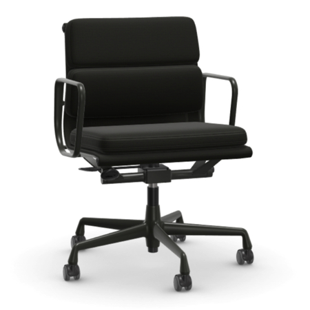 Vitra Soft Pad Chair 'EA 217' (mittlere Rückenlehne) Papyrus 13 - Cosy 2, Kreide 37 pulverbeschichtet (struktur), Rolle hart gebremst für Teppichboden 02