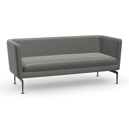 Vitra Suita Club Sofa Cognac 97 - Leather Premium F, Basic Dark 30 powder coated (smooth)