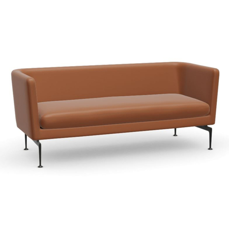 Vitra Suita Club Sofa Cognac 97 - Leather Premium F, Basic Dark 30 powder coated (smooth)