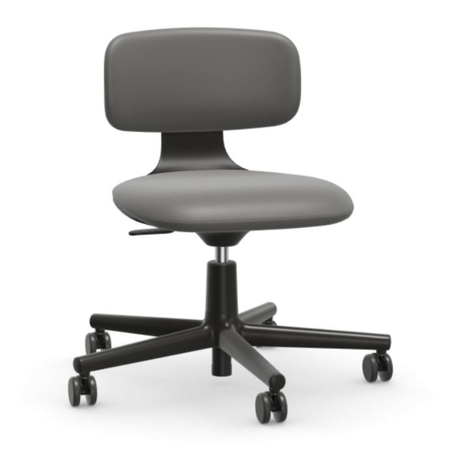 Vitra Rookie Dimgrey 21 - leather, Soft grey 53 powder coated (smooth), Roller hard braked for carpet 02