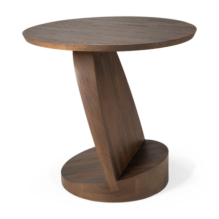 Ethnicraft Oblic Beistelltisch Rund Teak Brown Lacquered