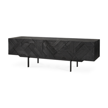 Ethnicraft Graphic TV Anrichte Teak Lackiertes Schwarz W: 160 cm / D: 45 cm