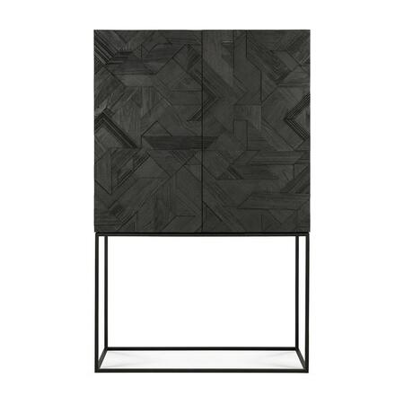 Graphic Schrank Lackiertes Teak Schwarz 2 Türen