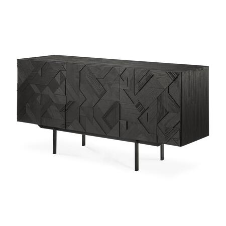 Ethnicraft Graphic Anrichte Lackiertes Teak Schwarz 3 doors