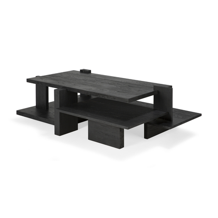 Ethnicraft Abstract Couchtisch W: 140 cm / D: 85 cm / H: 41 cm, Teak black lacquered