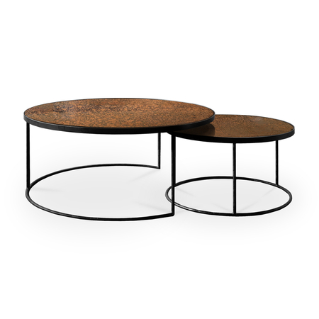 Ethnicraft Nesting Couchtisch Rund 2er Set Bronze Copper 