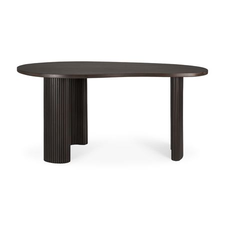 Ethnicraft Boomerang Schreibtisch L: 200 cm / W: 100 cm / H: 76 cm, Mahogany Dark Brown Lacquered