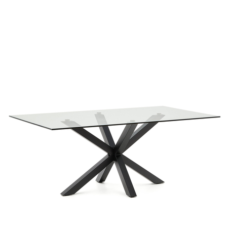 Argo Glastisch Rechteckig 200 x 100 cm Klar Schwarz