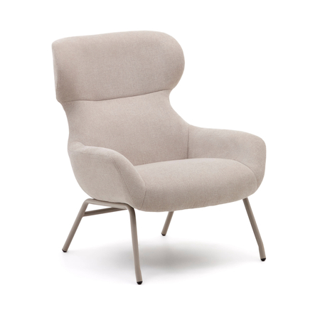 Sessel mit Chenille Bezug 'BELINA' von Kave Home - Beige, Weiss