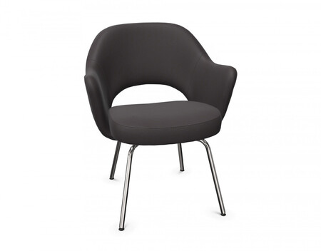 Knoll International Conference Armlehnenstuhl Saarinen Knoll International   Bellagio Charcoal leather, Chrome-plated chair legs