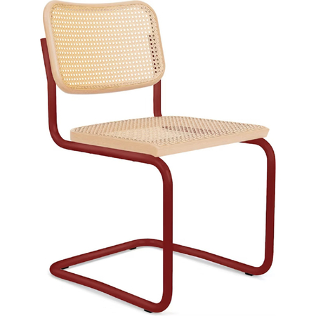 Contract Stuhl Rahmen ultra-matt - ohne Armlehne Cesca von Knoll International - helle Buche - Dunkelrot ultra-matt