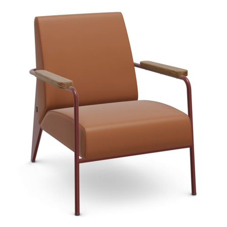 Vitra Fauteuil de Salon / Filzgleiter für Hartboden Cognac 97 - Leder Premium F, Japanese red 06 pulverbeschichtet (glatt), Amerikanischer Nussbaum massiv, geölt 75