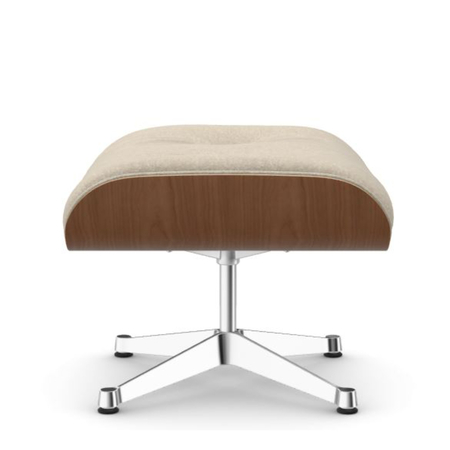 Vitra Lounge Chair Ottoman / Amerikanischer Kirschbaum Amerikanischer Kirschbaum 24, Crème-Perle 02 - Nubia, Aluminium poliert 03, Filzgleiter für Hartboden 05